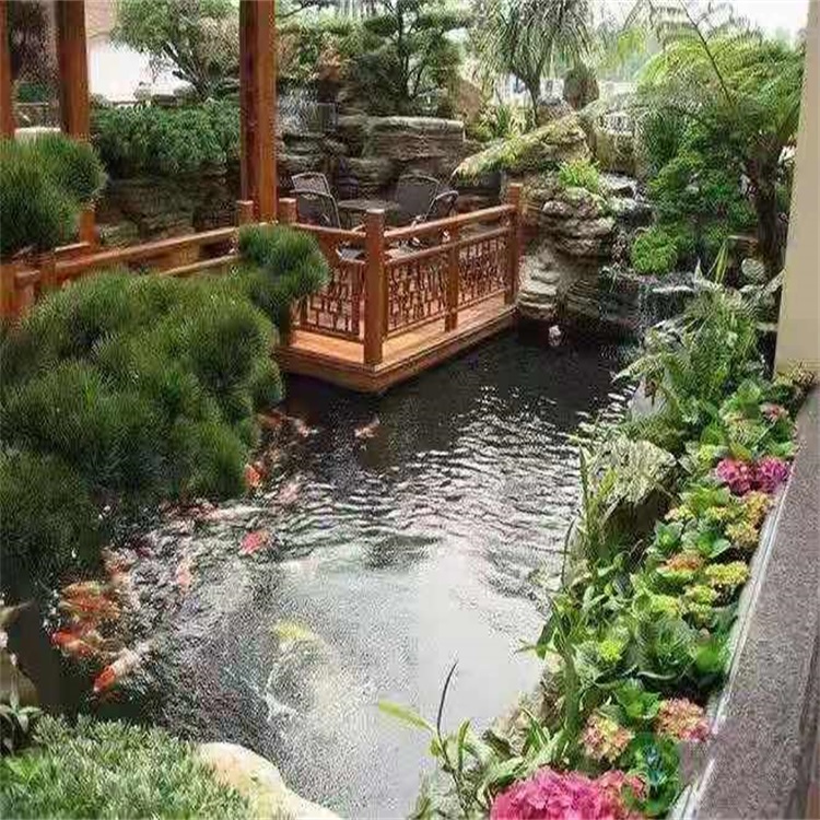 本溪庭院设计鱼池假山建造图
